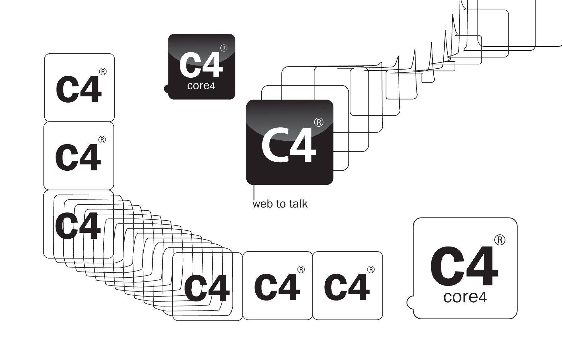 Písmeno c, číslo 4, logodizajn. Škice.