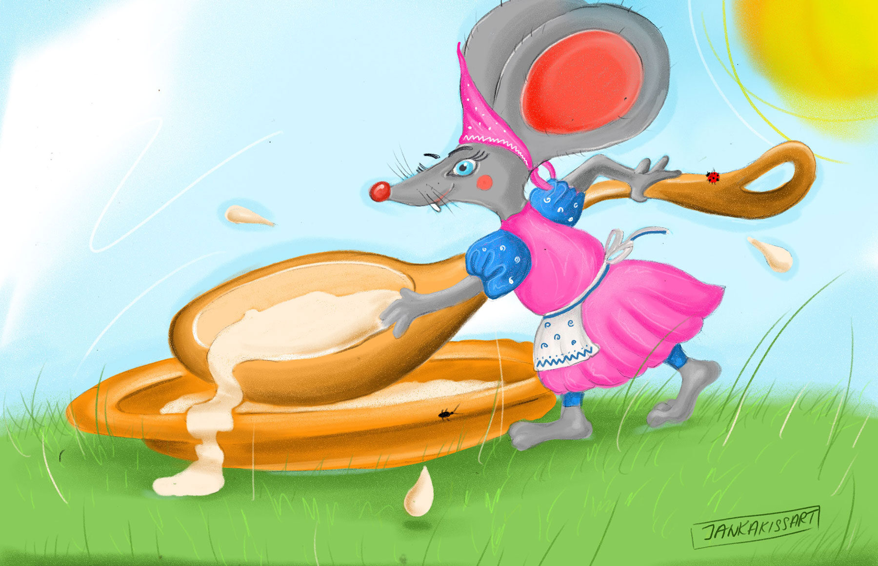 Digitálna ilustrácia, rozprávka, Varila myšička kašičku