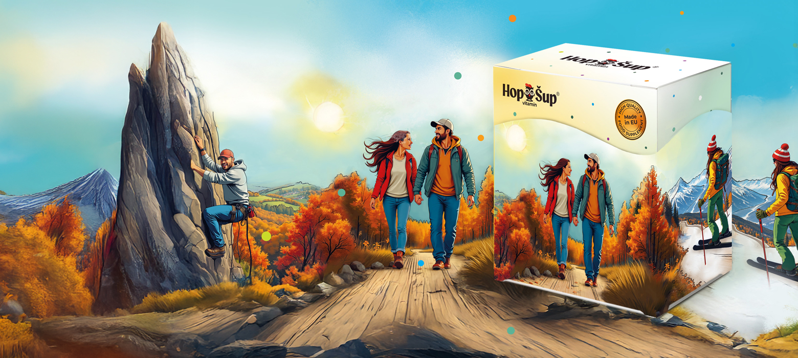 Obalový dizajn pre doplnkové vitamíny, digitálna kresba, montáž