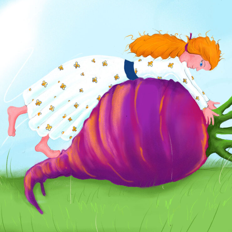 Digitálna ilustrácia, rozprávka, Ťahanie repky