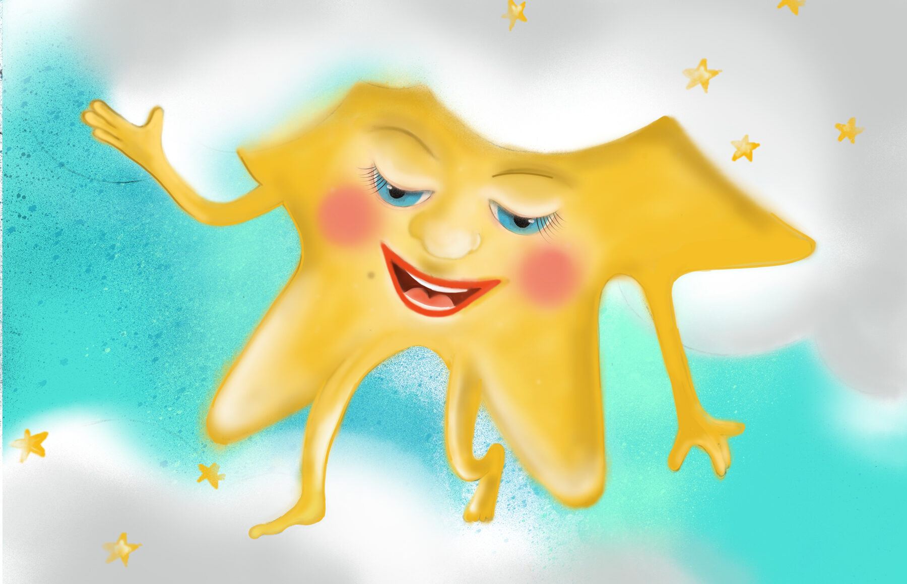 Digitálna ilustrácia, rozprávka, srdce a hviezda