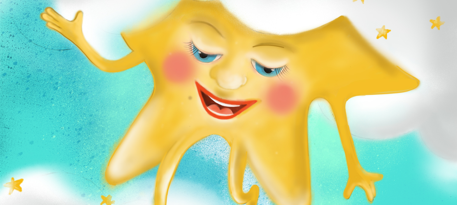 Digitálna ilustrácia, rozprávka, srdce a hviezda