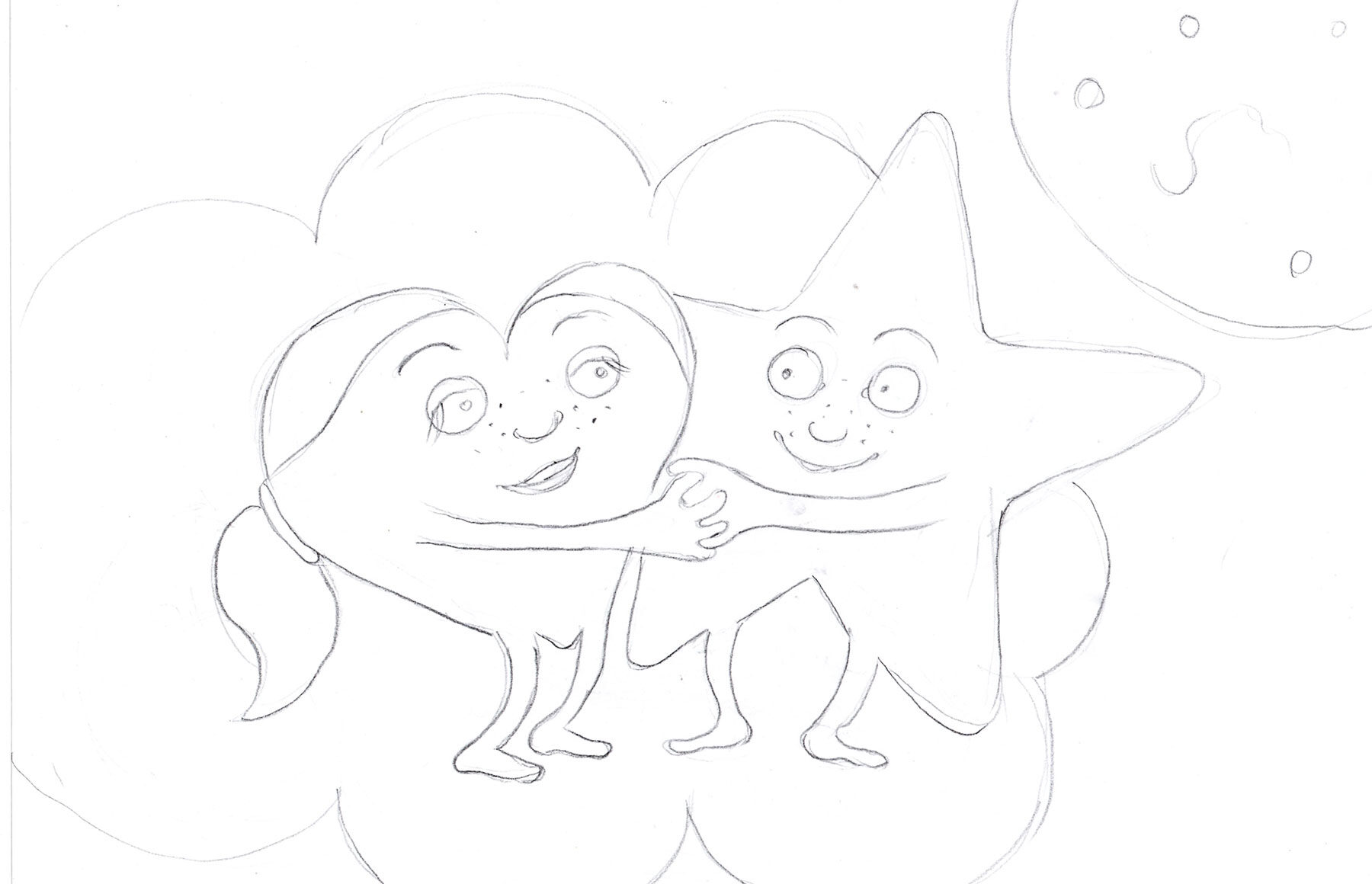 Digitálna ilustrácia, rozprávka, srdce a hviezda